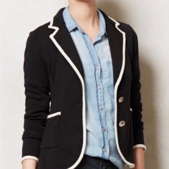 Anthropologie Moth Black and White Knit Sweater Blazer, size S - Picture 1 of 8